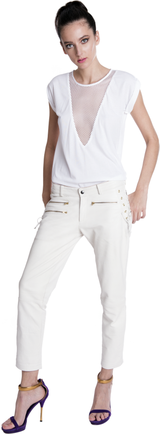 marlowe white leather pants